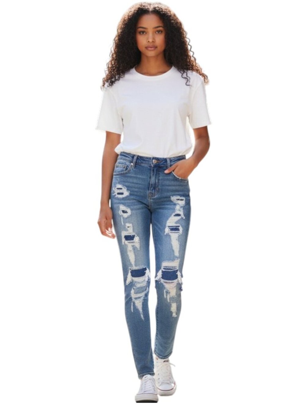 PacSun Super Stretch Jeans Womens 25 Distressed Blue Skinny Y2K Grunge Denim